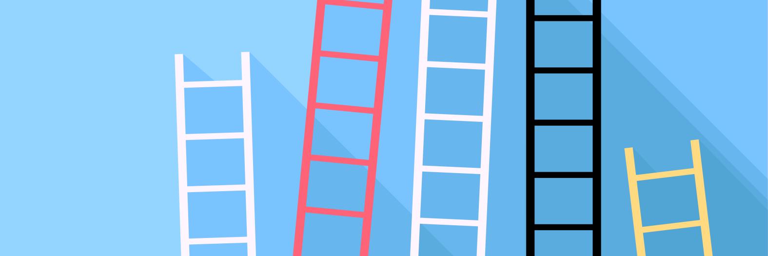 Colorful ladders in front of blue backgroun