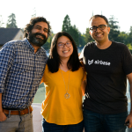 ‘I School Innovators’ and alumni Prayag Narula, Holly Liu, and Thejo Kote at an I School event in 2019.