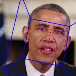 The face of Barack Obama with tracking marks on his features