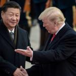 Trump shaking hands with Chinese President Xi Jinping