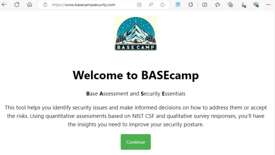 BaseCamp Welcome Page