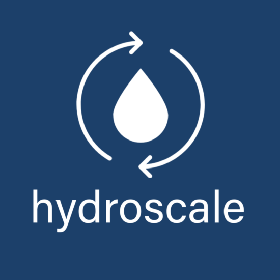 HydroScale logo — blue and white water drop