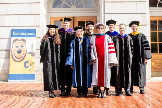 Weber with I School faculty, commencement, May 2019 (Noah Berger)
