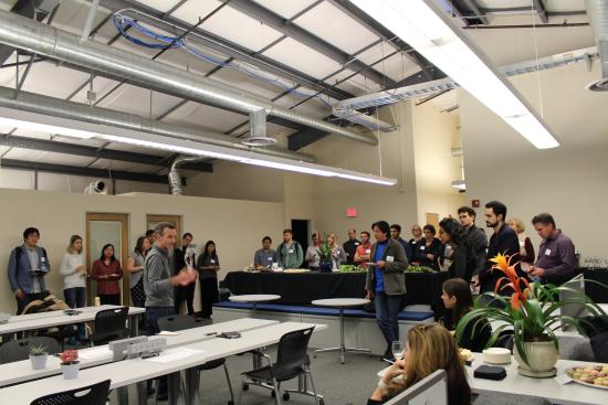 Weber welcomes guests to the CLTC’s new headquarters at Hearst Field Annex, January 2018