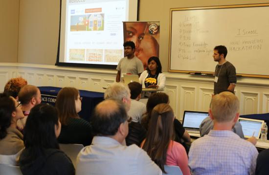 Final presentation by the Discover Morocco team: Sayatan Mukhopadhyay, Priya Iyer, and Timothy Meyers