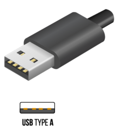 Diagram of a USB-A connector and connection